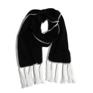 Vince Camuto Black Scarf with White Fringe